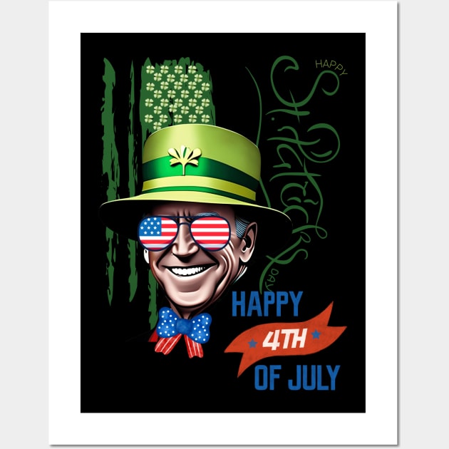 Happy 4th Of July Joe Biden St Patricks Day Leprechaun Hat Wall Art by Adam4you